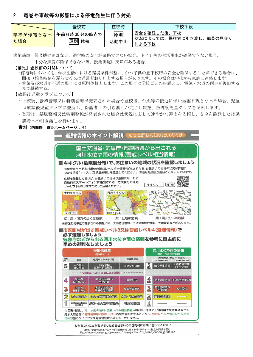 R7自然災害発生時等に伴う学校の対処.pdfの2ページ目のサムネイル